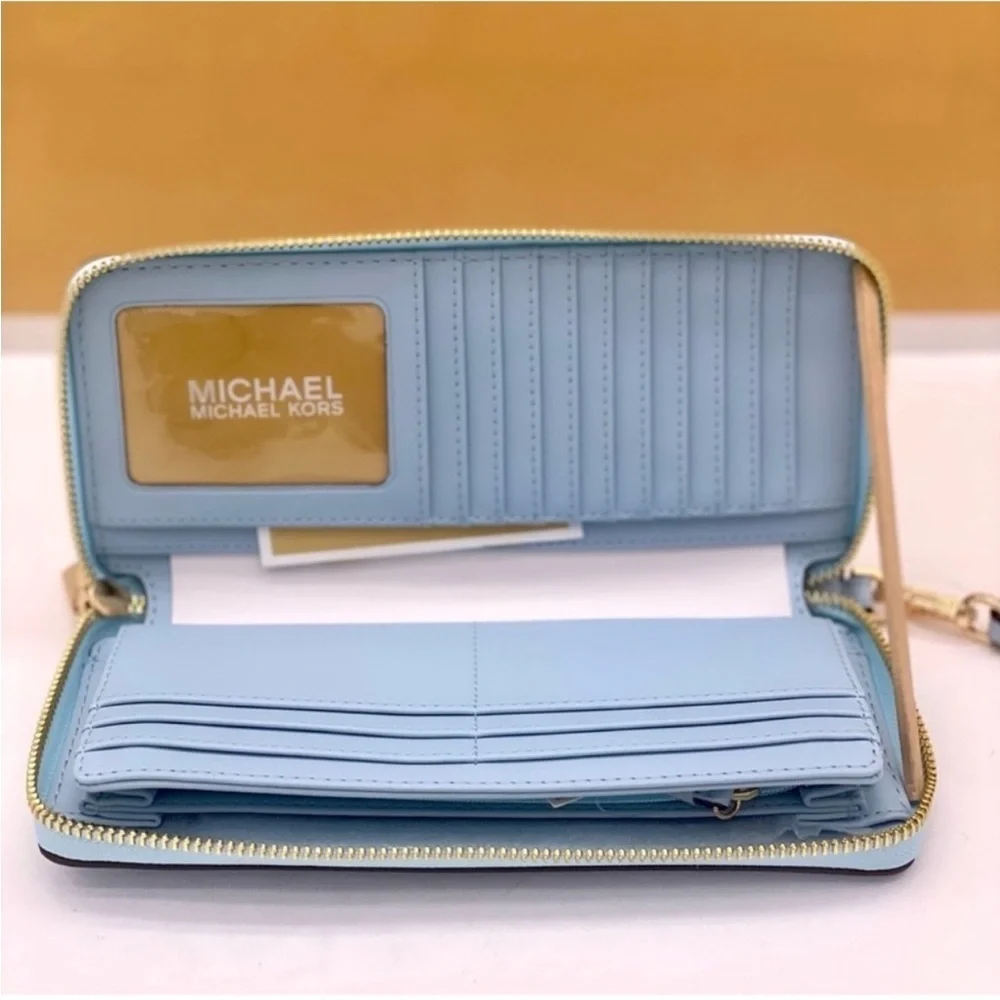 Michael Kors Large Continental Wallet Wristlet Vista Blue